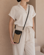Nia Leather and Rattan Phone Sling