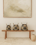 Plaid Woven Storage Basket