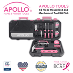 Essential 65-Piece Pink Tool Set with Socket Set and Most-Used Tools for Do it Yourself Repairs and Maintenance - DT0001P