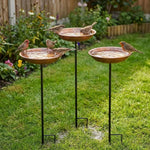 Metal Bird Feeder Iron Art Outdoor Bird Bath Wide-Mouth Rust-resistant Bird Water Drinker