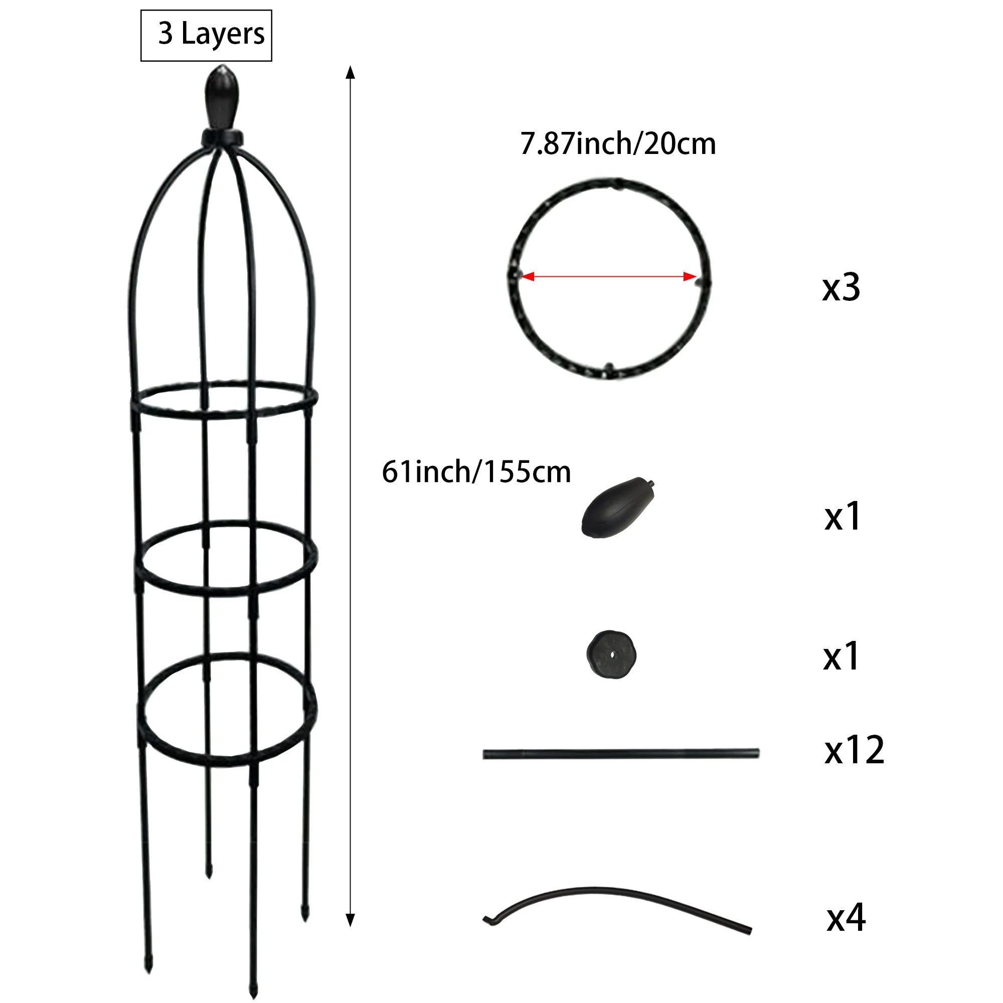 Black Garden Trellis, Plant Climbing Support Frame, Durable Plastic, Potted Plants, Indoor/Outdoor Climbing Plant Support