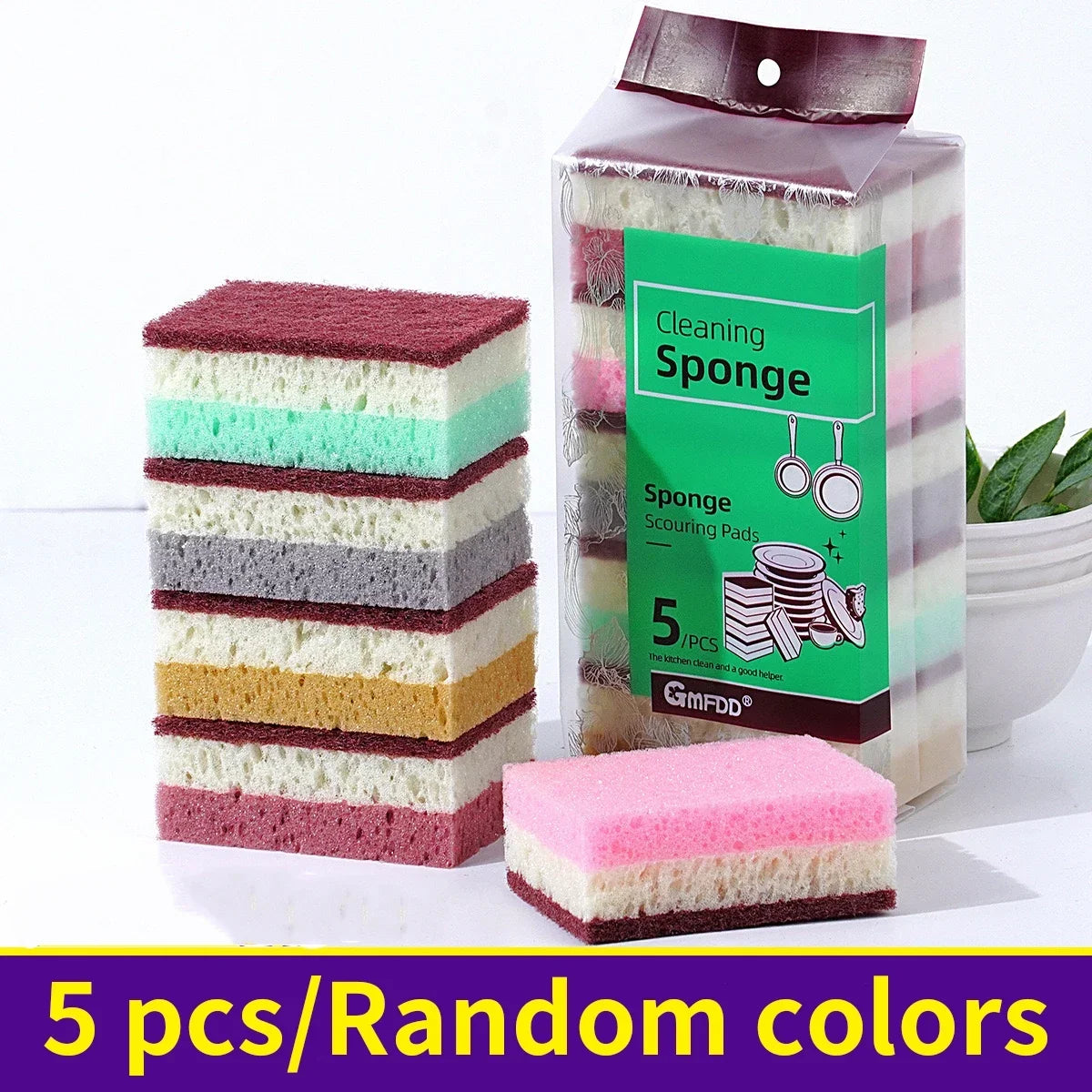 5/10Pcs Dishwashing Cleaning Sponge High Density Strong Stain Removal Kitchen Bathroom Dish Washing Cleaning Tool Porous Sponge