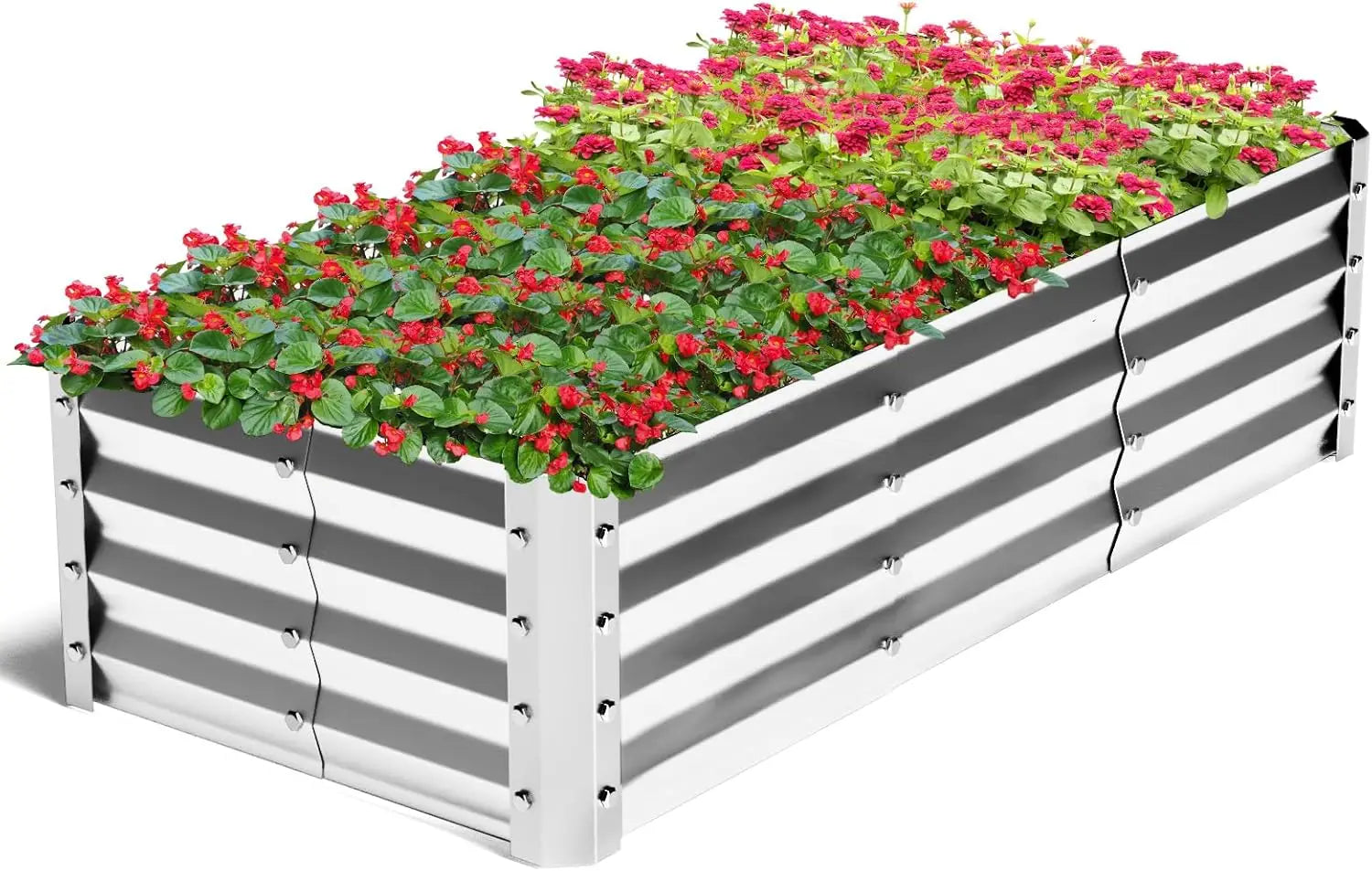Galvanized Steel Garden Bed Kit 4x2x1ft Bottomless for Outdoor Gardening and Planting