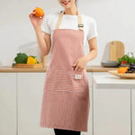 Linen Striped Apron Household Sleeveless Hanging Neck Adjustable Elasticity Kitchen Cooking Gardening Japanese Style Apron New
