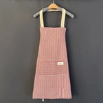 Linen Striped Apron Household Sleeveless Hanging Neck Adjustable Elasticity Kitchen Cooking Gardening Japanese Style Apron New