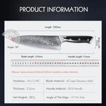 TURWHO 8-inch Professional Chef's Knives Japanese 67 Layer Damascus Steel Super Sharp Meat Vegetable Kitchen Knife Cooking Tools