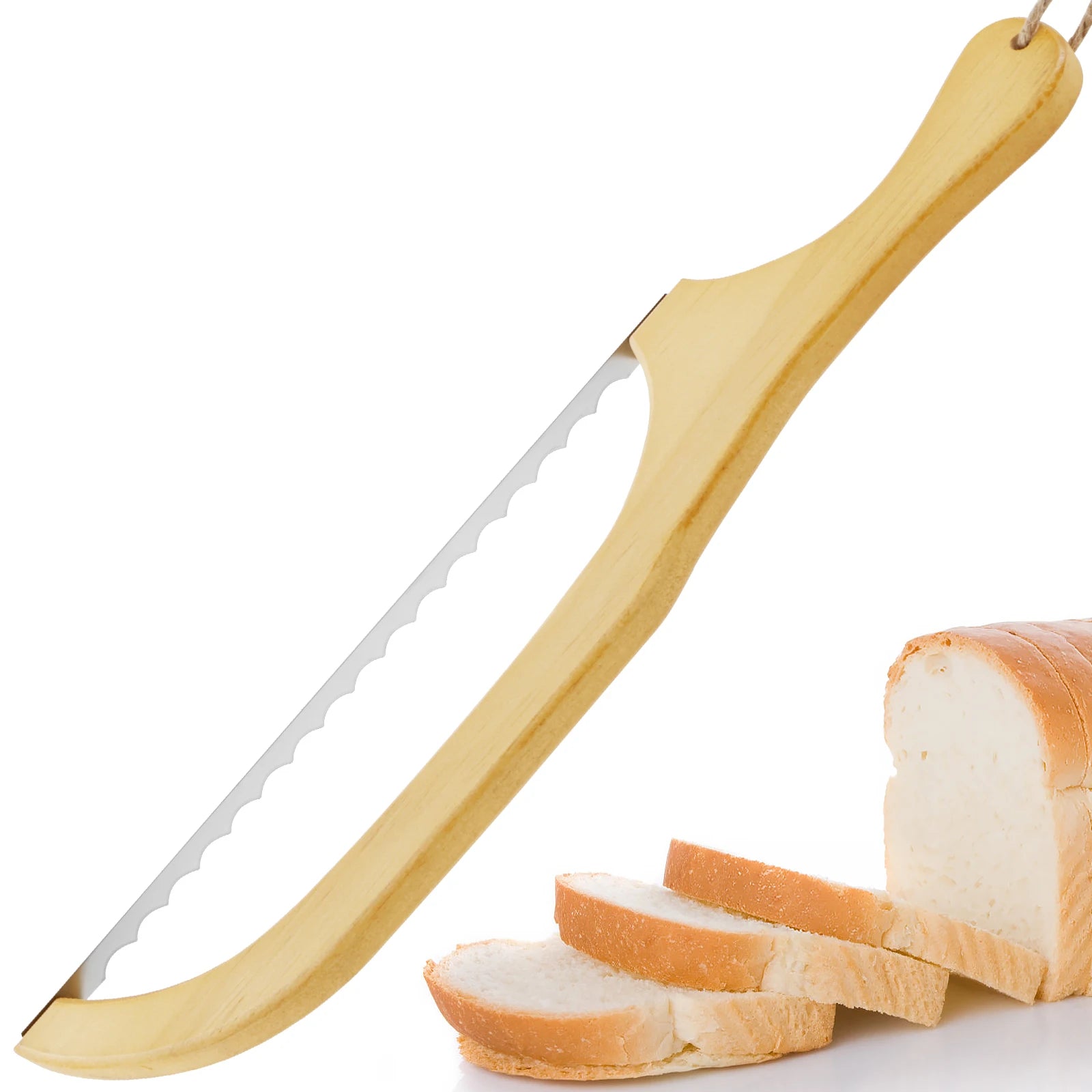 Wooden Bread Bow Cutter Serrated Bagel Cutter Bread Cutter Sourdough Bread Slicer Portable Bread Cutting Tool Kitchen Supplies