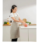Linen Striped Apron Household Sleeveless Hanging Neck Adjustable Elasticity Kitchen Cooking Gardening Japanese Style Apron New