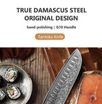 7 inch Santoku knife estilo japonés de cuchillo de Chef profesional de acero damasco, cuchillo para cortar carne,  with G10 Hand