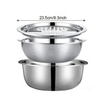 3pcs Kitchen Kit with Stainless Steel Multifunctional Mixing Bowl Vegetable Slicer - Suitable for Cleaning and Slicing Fruits