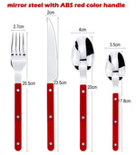 Fashionable Design Top Mirror Polishing Cutlery Sets Stainless Steel 18/8(304) ABS Handle With Rivets Silverware Set For Kitchen