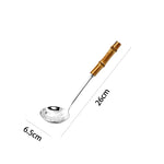 304 Stainless Steel Colander Metal Spoon Noodle Spoon Colander Practical Pasta Tool Soup Scoop Bamboo Handle Kitchen Accessories
