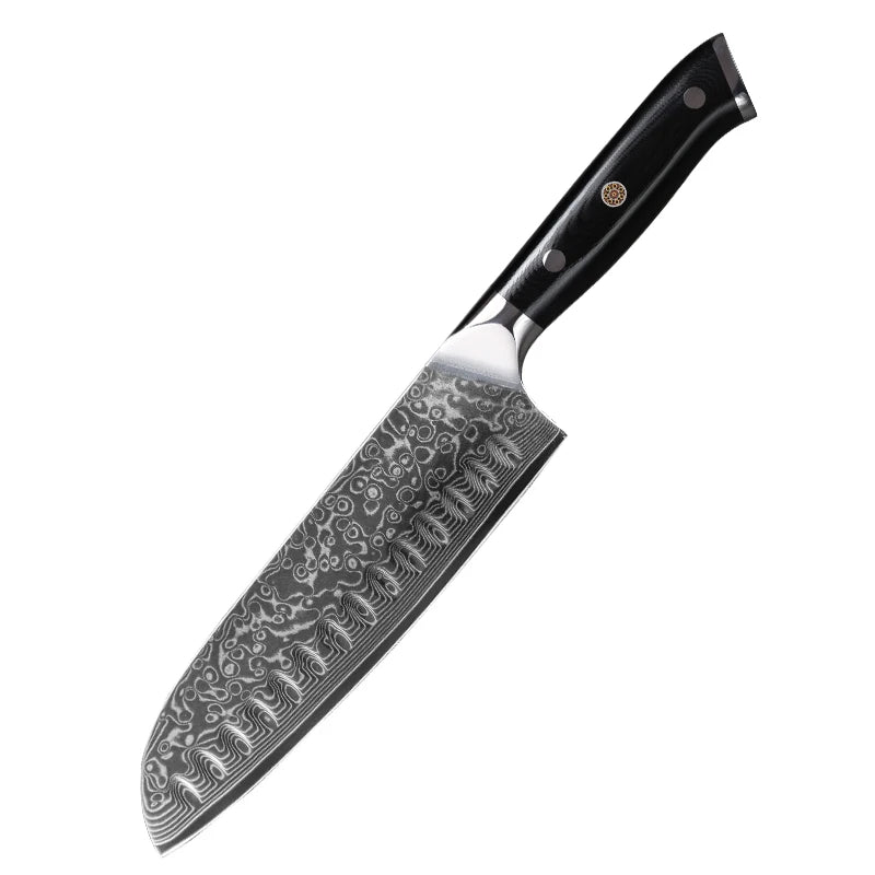 7 inch Santoku knife estilo japonés de cuchillo de Chef profesional de acero damasco, cuchillo para cortar carne,  with G10 Hand