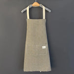 Linen Striped Apron Household Sleeveless Hanging Neck Adjustable Elasticity Kitchen Cooking Gardening Japanese Style Apron New