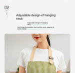 Linen Striped Apron Household Sleeveless Hanging Neck Adjustable Elasticity Kitchen Cooking Gardening Japanese Style Apron New
