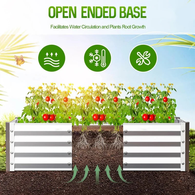Galvanized Steel Garden Bed Kit 4x2x1ft Bottomless for Outdoor Gardening and Planting
