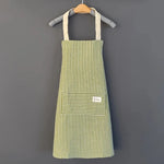 Linen Striped Apron Household Sleeveless Hanging Neck Adjustable Elasticity Kitchen Cooking Gardening Japanese Style Apron New