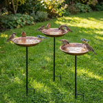 Metal Bird Feeder Iron Art Outdoor Bird Bath Wide-Mouth Rust-resistant Bird Water Drinker