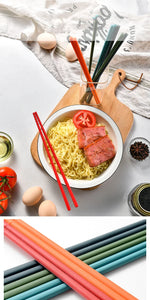 Non-slip 5Pairs Silicone Chopsticks Set Japanese Chopsticks Noodle Sushi Food Chop Stick Kitchen Tableware Set Gift Dinnerware