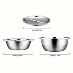 3pcs Kitchen Kit with Stainless Steel Multifunctional Mixing Bowl Vegetable Slicer - Suitable for Cleaning and Slicing Fruits