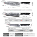 TURWHO 1PC-3PCS Professional Kitchen Knives Set Utility Santoku Chef Knife Japanese 67 Layer Damascus Steel G10 Handles Gift Box