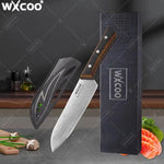 WXCOO 7Inch Japanese Knife Professional Ergonomic Wood Handle Santoku Knives Ultra Kitchen Stainless Steel Kitchen
