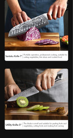 TURWHO 1PC-3PCS Professional Kitchen Knives Set Utility Santoku Chef Knife Japanese 67 Layer Damascus Steel G10 Handles Gift Box