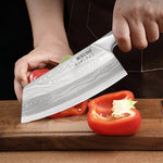 WXCOO Stainless Steel Japanese Knife 7Inch Kitchen Knife Ergonomic Wood Handle Santoku Knives for Cooking Kitchen Accessories