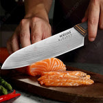 WXCOO 7Inch Japanese Knife Professional Ergonomic Wood Handle Santoku Knives Ultra Kitchen Stainless Steel Kitchen