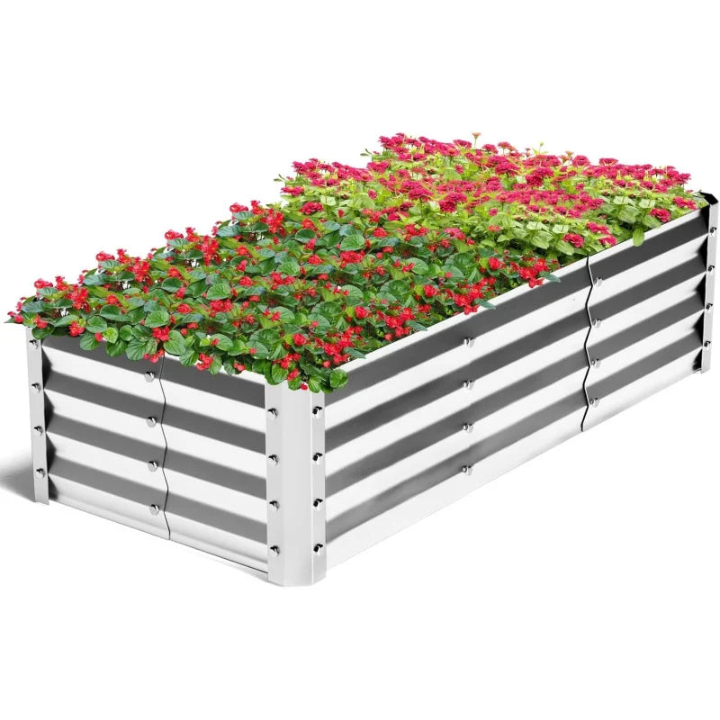 Galvanized Steel Garden Bed Kit 4x2x1ft Bottomless for Outdoor Gardening and Planting