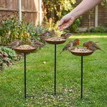 Metal Bird Feeder Iron Art Outdoor Bird Bath Wide-Mouth Rust-resistant Bird Water Drinker