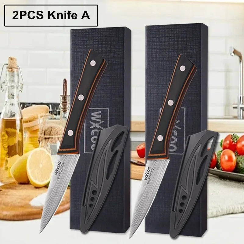 WXCOO 7Inch Japanese Knife Professional Ergonomic Wood Handle Santoku Knives Ultra Kitchen Stainless Steel Kitchen
