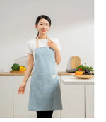 Linen Striped Apron Household Sleeveless Hanging Neck Adjustable Elasticity Kitchen Cooking Gardening Japanese Style Apron New