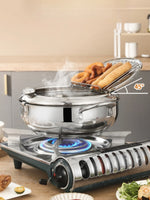 Deep Frying Pot with Thermometer&Lid for Kitchen Stainless Steel Pans Japanese Tempura Fryer Pan Fried Chicken Pot Cooking Tool