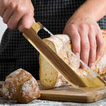 Wooden Bread Bow Cutter Serrated Bagel Cutter Bread Cutter Sourdough Bread Slicer Portable Bread Cutting Tool Kitchen Supplies