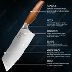 WXCOO Professional Knives Utility Japanese Chef's Knife Stainless Steel Fish Boning Fruit Slicing BBQ Cutter Kitchen Bag