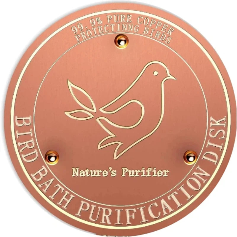 Bird Bath Copper Disc Pure Copper Cleaning Disk with Stable Triple-Point Support All Season Physical Water Care for Bird Baths