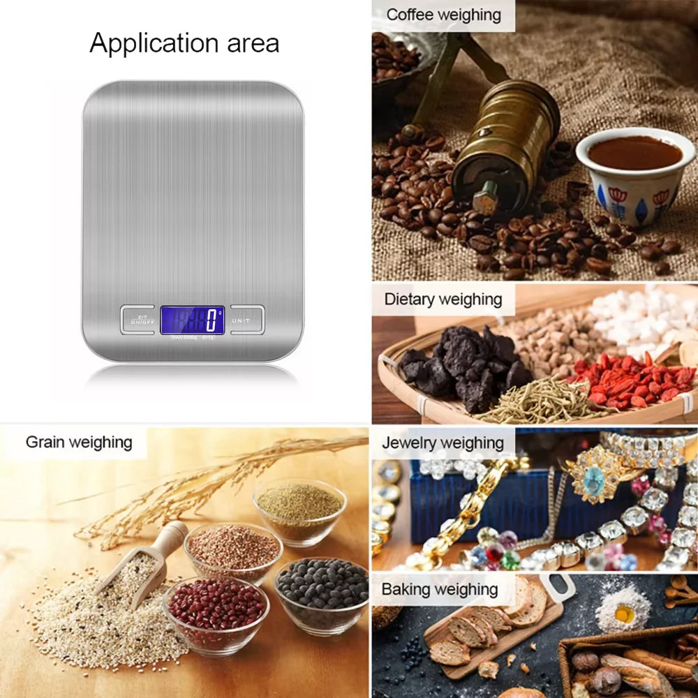 Portable Electronic Digital Kitchen Scale with Timer High Precision LED Display Household Weight Balance Measuring Tools