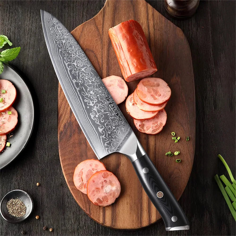 TURWHO 8-inch Professional Chef's Knives Japanese 67 Layer Damascus Steel Super Sharp Meat Vegetable Kitchen Knife Cooking Tools