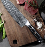 7 inch Santoku knife estilo japonés de cuchillo de Chef profesional de acero damasco, cuchillo para cortar carne,  with G10 Hand