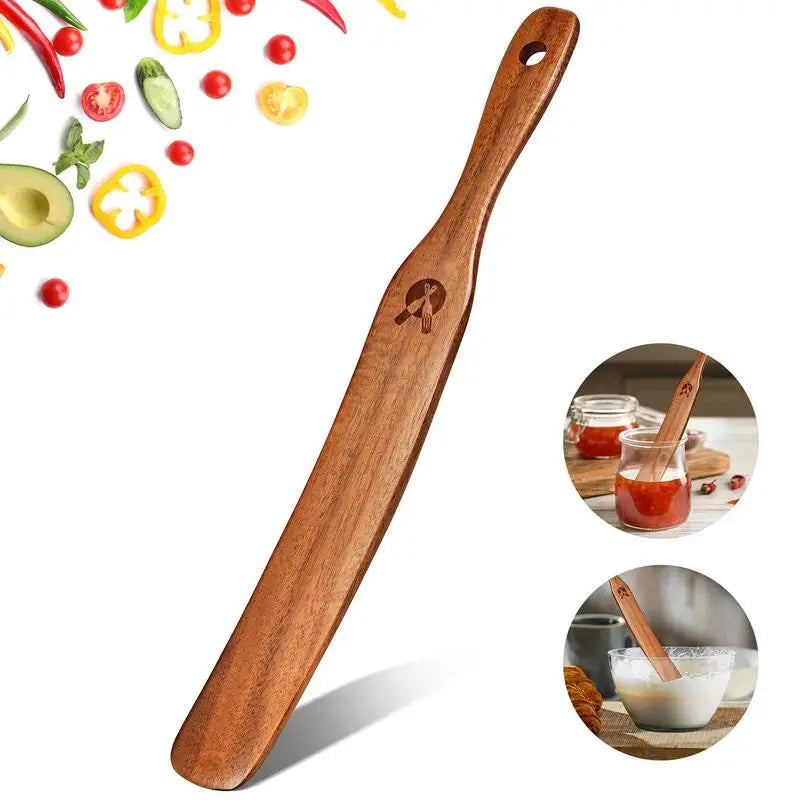 Bread Stirring Spatula Eco-Friendly Wooden Sourdough Starter Mixer Kitchen Jar Scraping Tool Dough Mixing Flat Stirring Stick