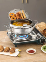 Deep Frying Pot with Thermometer&Lid for Kitchen Stainless Steel Pans Japanese Tempura Fryer Pan Fried Chicken Pot Cooking Tool