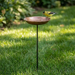 Metal Bird Feeder Iron Art Outdoor Bird Bath Wide-Mouth Rust-resistant Bird Water Drinker