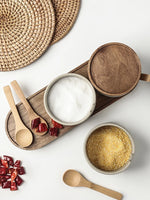 JUSTINLAU Ceramic Seasoning Jar Japanese Spice Container with Bamboo Lid Spoon Home Oil Pot Seasoning Bottle Tray Kitchen Tools