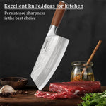 WXCOO Stainless Steel Japanese Knife 7Inch Kitchen Knife Ergonomic Wood Handle Santoku Knives for Cooking Kitchen Accessories