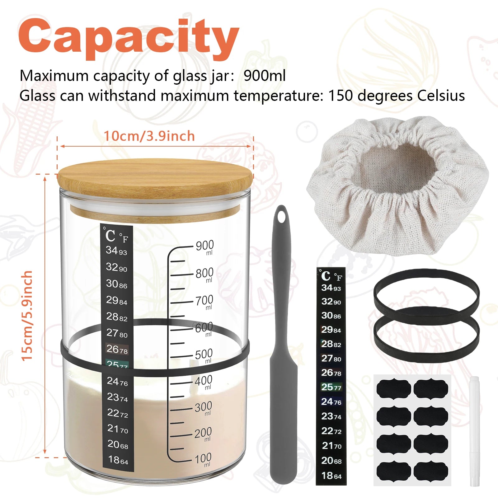 Sourdough Starter Jar Kit Sourdough Starter Container Baking Fermentation Jar Food Storage Jar Kitchen Bread Baking Accessories