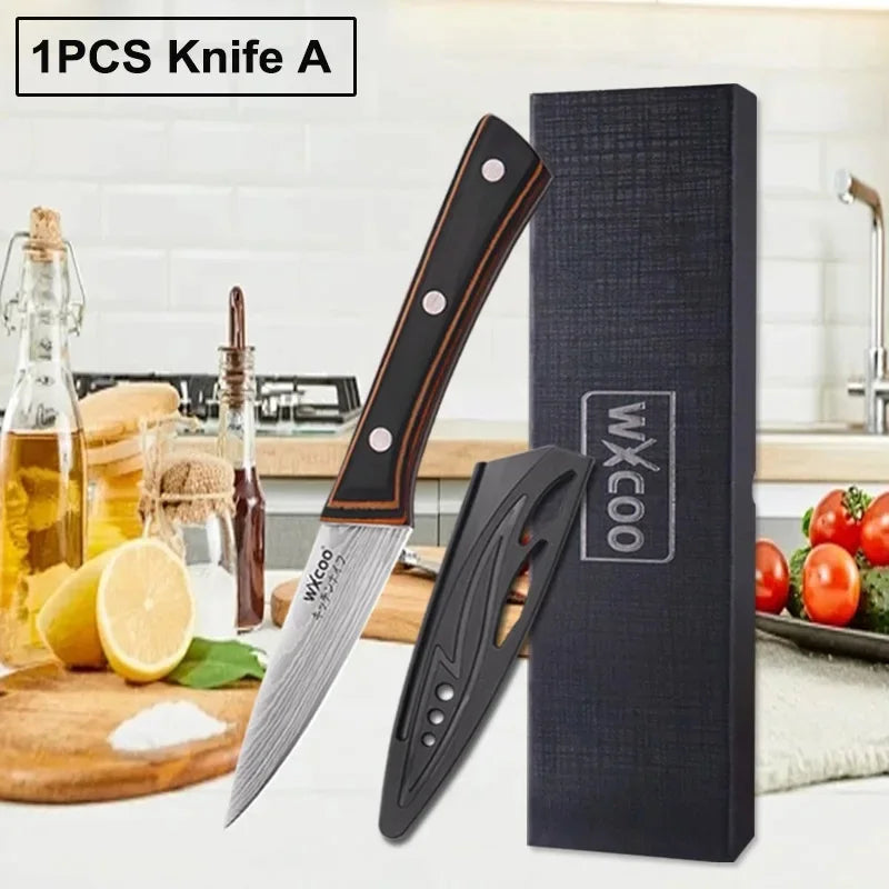 WXCOO 7Inch Japanese Knife Professional Ergonomic Wood Handle Santoku Knives Ultra Kitchen Stainless Steel Kitchen