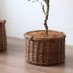 Rustic Round Wicker Planter with Liner