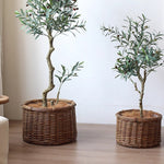 Rustic Round Wicker Planter with Liner