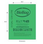 BioBag 55 Gallon Compostable Bags 38x58 Green (QTY 80), BPI Certified, SKU 55G3858
